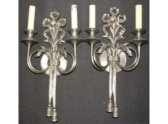 Metal Electrical 2-candlestick Light Sconces - Lot Of 2
