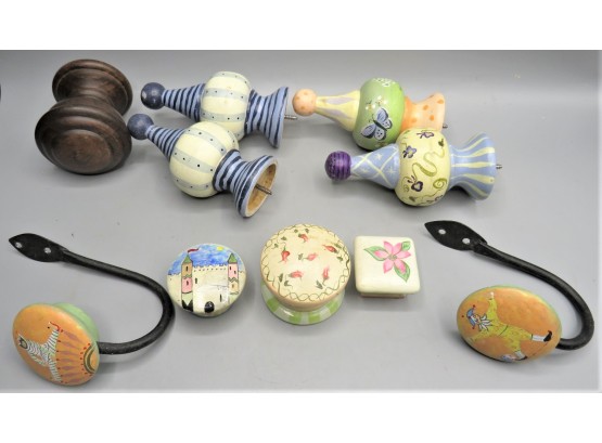 Finials, Hooks & Knobs - Assorted Lot Of 10