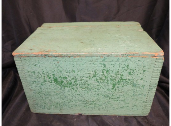 Antique Green Wood Storage Box - Circa Late 1800'S