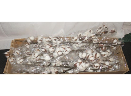 Artificial Cotton Stems - Lot Of 12 - New
