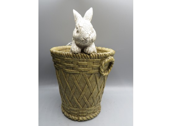 Allstate Floral Bunny In Basket Figurine