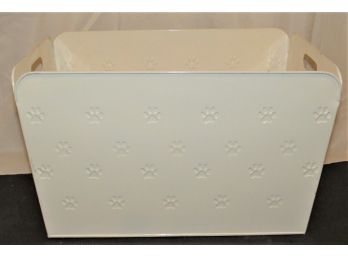 White Metal Paw Print Handled Storage Box