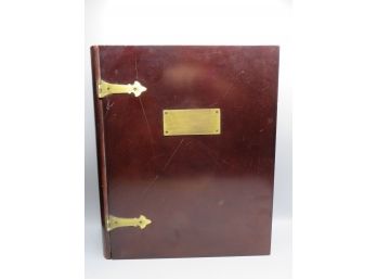 The Bombay Company Wood Book-Shaped Storage Box With Gold-tone Plaque On Front
