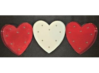 Studio Decor Light Up Battery Operated Metal Hearts - Lot Of 3