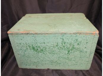 Antique Green Wood Storage Box - Circa Late 1800'S