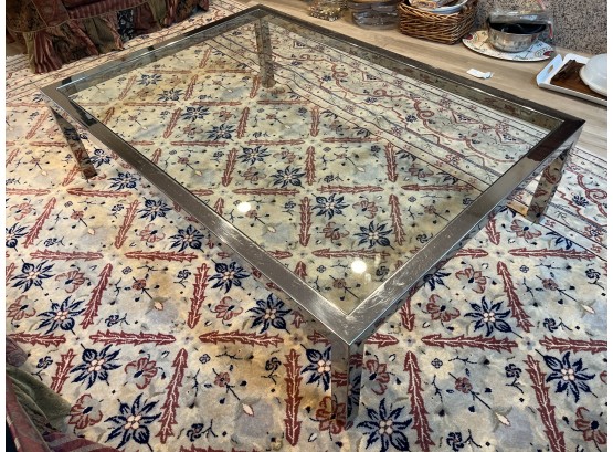 Glass Top Coffee Table With Chrome Base