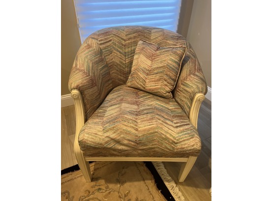 Custom Upholstered Armchair With Wood Base