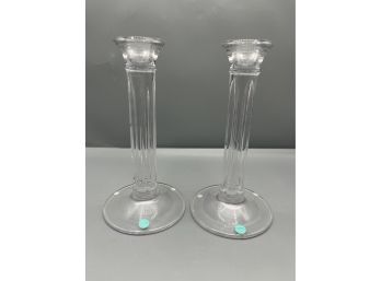 Tiffany & Co. Greek Doric Column Crystal Candlesticks, Set Of 2