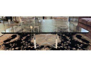 Modern Lucite Base Coffee Table With Glass Top