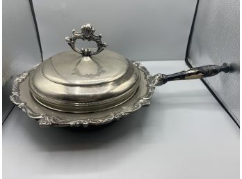 Silver Plate Chafing Dish With Pyrex Glass Insert
