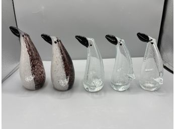 Decorative Glass Penguins Set Of 5