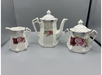 Porcelain Teapot, Creamer, And Sugar Bowl Made In Germany, 3 Piece Set