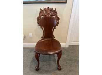 Victorian Style Hall Chair With Carved Back