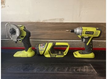 Assorted Ryobi Power Tools Flashlight Drill Cutter No Charger No Batteries 3 Piece Lot