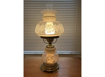 Etched Glass Hurricane Table Lamp