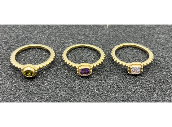 Costume Jewelry Faux Gemstone Rings - 3 Total