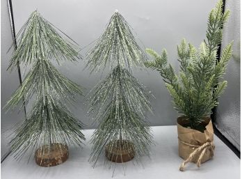 Faux Holiday Tree Decor - 3 Total