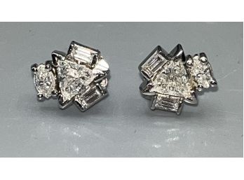14K White Gold Diamond Earrings - 2.7grams