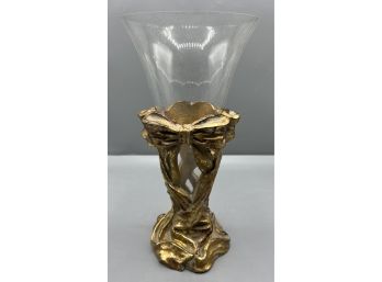 Decorative Gold-tone Resin Glass Vase