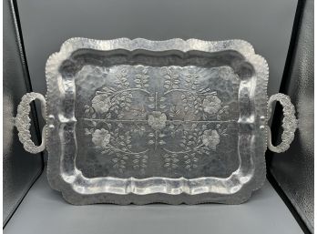 Continental Silver Company Aluminum Floral Pattern Serving Platter With Handles