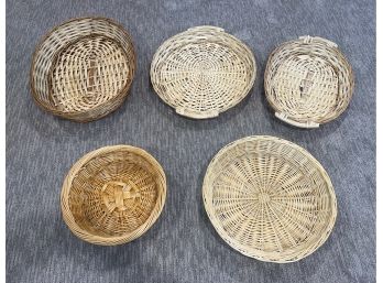 Assorted Lot Of Wicker Baskets - 5 Total