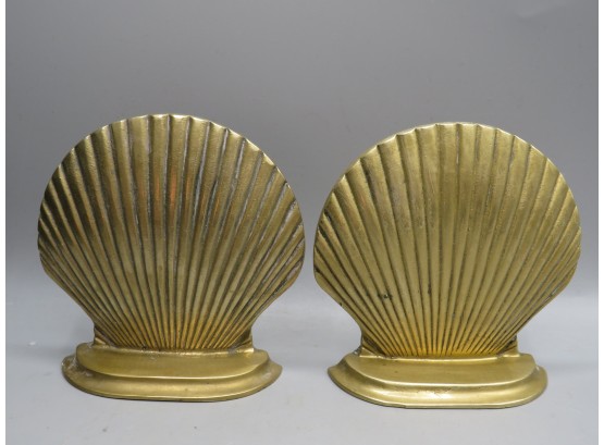 Brass Shell-shaped Bookends - Set Of 2