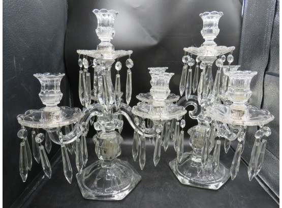 Vintage Plastic, Glass Candelabras - Set Of 2