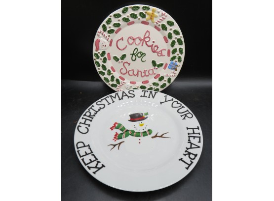'Keep Christmas In Your Heart' & 'Cookies For Santa' Christmas Plates - Lot Of 2