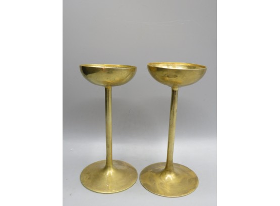 Solid Brass Candle Stick Holders - Set Of 2