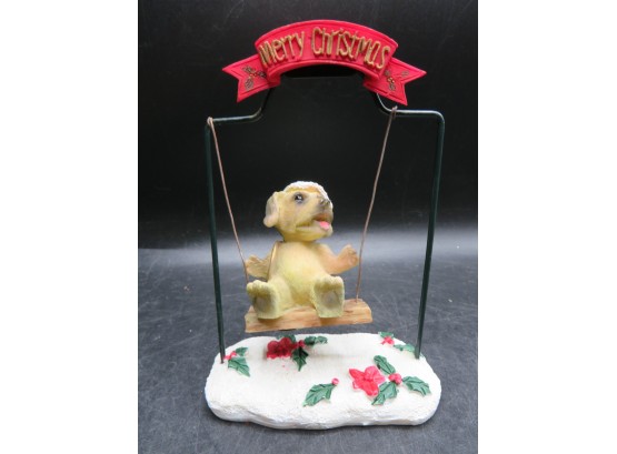 'merry Christmas' Yellow Labrador On Swing Resin Decor