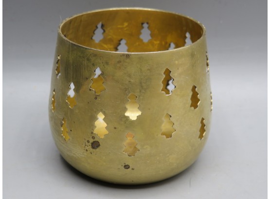 Brass Votive Holder With Tree Cutouts