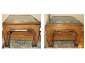 Mid-Century Glass Top Side Tables - Vintage - Set Of 2