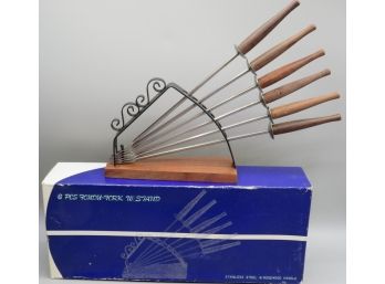 Stainless Steel Fondue Forks With Rosewood Handle - 2 Boxes 6 Pieces Each - In Original Box