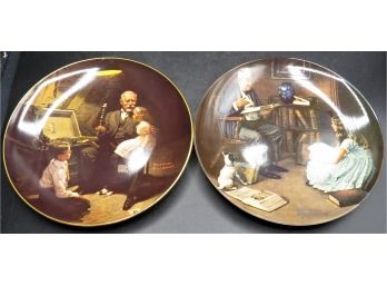 Norman Rockwell 'grandpa's Treasure Chest'  & 'The Storyteller' Plate  Cert. Of Authenticity In Original Box