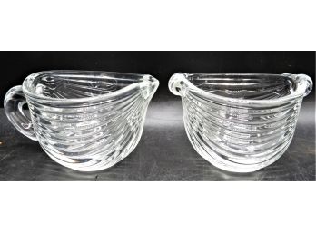 Glass Sugar Bowl & Creamer - Set Of 2