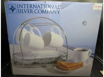International Silver Co. Modernist Gourmet Ceramic 9 Piece Toast & Tea Rack Set - New In Box