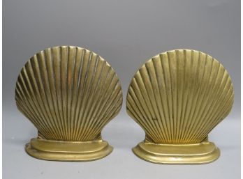 Brass Shell-shaped Bookends - Set Of 2