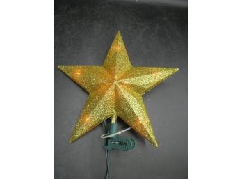 Gold Glittered Star Tree Topper, Electric