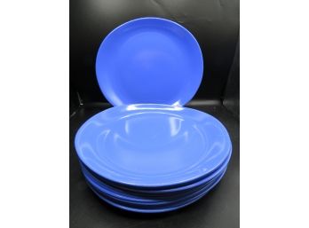 Blue Melmac Plastic Plates - Set Of 12