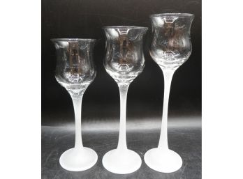 Party Lite Glass Votive Holders - Set Of 3 In Original Box