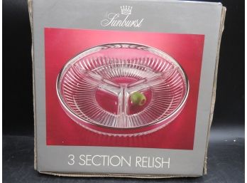 Sunburst Ravier 3 Section Dish - New In Box