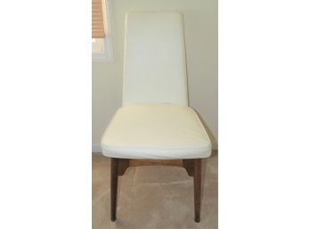 White Vinyl Chair With Wood Legs