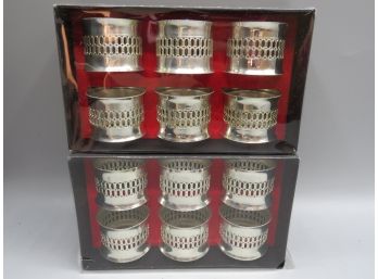 Silver Plated Napkin Rings - 12 Total Rings (2 Sets) In Original Boxes
