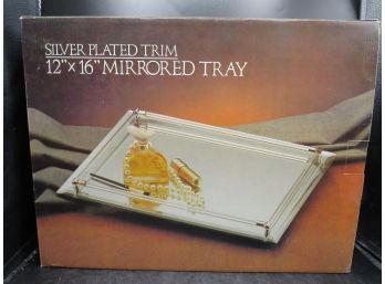 Godinger Silverplated Trim Mirrored Tray In Original Box