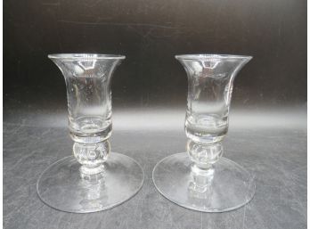 Glass Candlestick Holders - Set Of 2