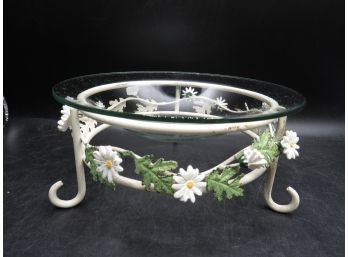 Metal Daisy Stand With Glass Bowl