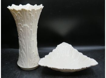 Lenox Porcelain Vase & Dish - Lot Of 2