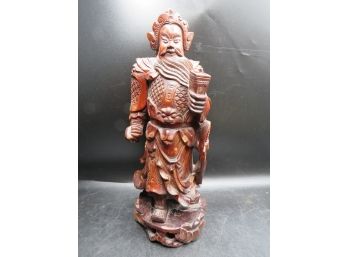 Wood Carved Chinese Warrior Statue