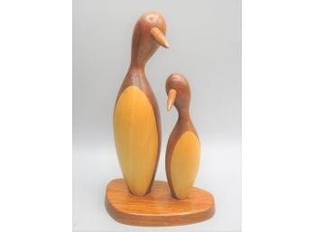 Dobin Hand Carved Wood Penguin Figurines - Vintage