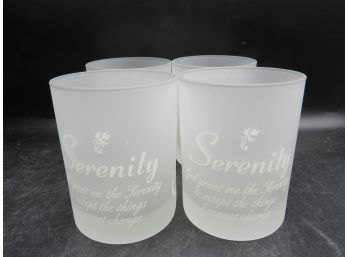 Frosted Courage, Wisdom, Serenity Glasses - Set Of 4